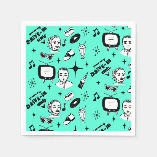 Retro Graphics van 1950: een nostalgische thuisdag Servet (Voorkant)