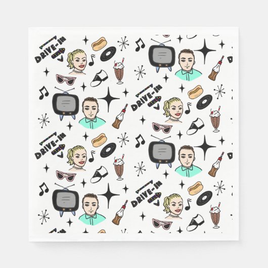 Retro Graphics van 1950: een nostalgische thuisdag Servet (Voorkant)