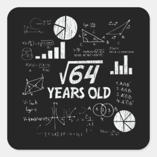Retro grappig 8e verjaardagscadeau voor wiskundige vierkante sticker