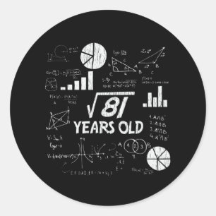 Retro grappig 9e verjaardagscadeau voor wiskundige ronde sticker