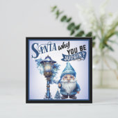 Retro Grappig Blauw Kerstmis Feestdagenkaart (Staand voorkant)