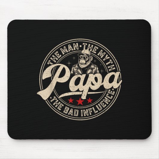 Retro grappig de man de mythe papa slechte invloed muismat (Voorkant)