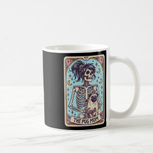 Retro Grappig De Pug Dog Mom Tarot Kaart Skeleton Koffiemok