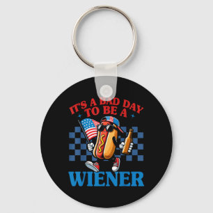 Retro Grappig Een Slecht Dag Om Een Wiener Hotdog Sleutelhanger
