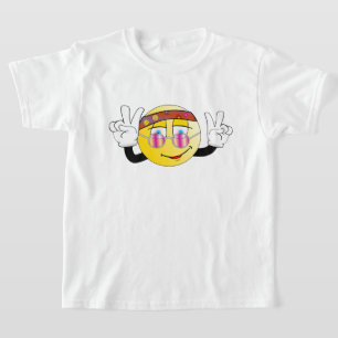 Retro grappig Emoji vredesontwerp T-Shirt. T-shirt