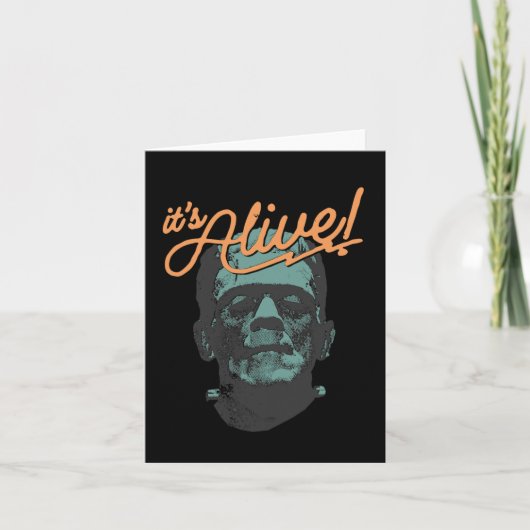 Retro Grappig Het Leeft Frankenstein Monster Griez Kaart (Voorkant)