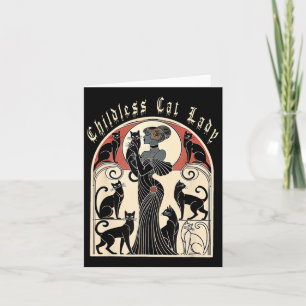 Retro Grappig Ontwerp Kinderloze Kat Dames Kat Kar Kaart