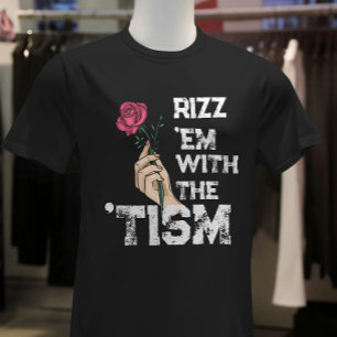 Retro grappig Rizz em met de Tim Grunge bloem T-shirt