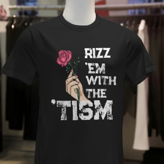 Retro grappig Rizz em met de Tim Grunge bloem T-shirt