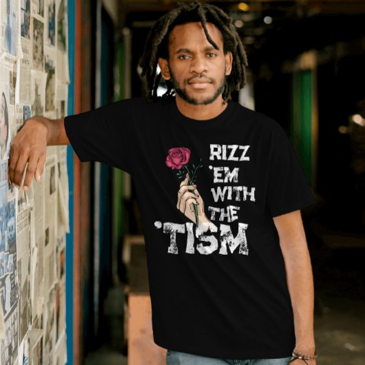 Retro grappig Rizz em met de Tim Grunge bloem T-shirt