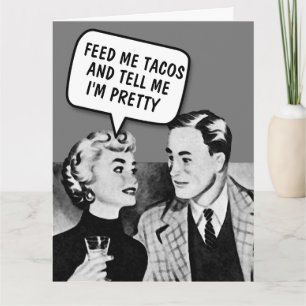 RETRO GRAPPIG ROMANTISCH TACOS BLANK WENSKAART KAART