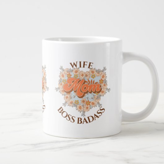 Retro Grappig Vrouw Hart Moeder Boss Badass Gift Grote Koffiekop (Rechts)