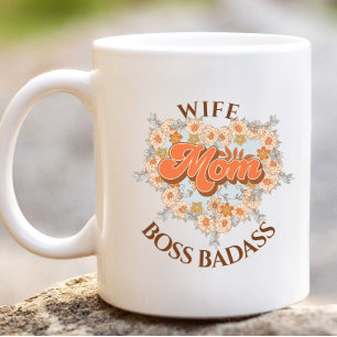 Retro Grappig Vrouw Hart Moeder Boss Badass Gift Grote Koffiekop