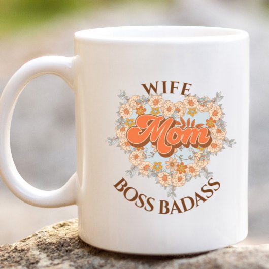 Retro Grappig Vrouw Hart Moeder Boss Badass Gift Grote Koffiekop