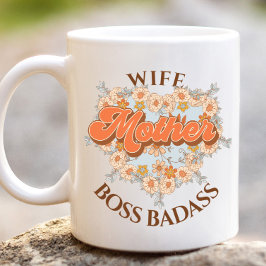 Retro Grappig Vrouw Moeder Boss Badass Moederdag Grote Koffiekop