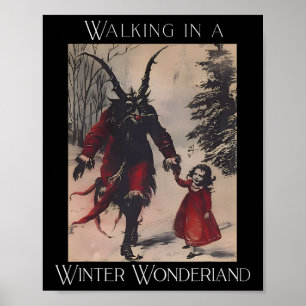 Retro Grappig Wandelen In Een Winter Wonderland Pr Poster