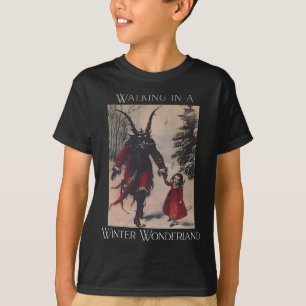 Retro grappig wandelen in een winter wonderland vr t-shirt