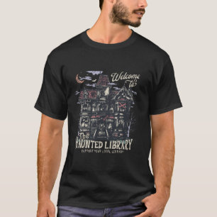 Retro Grappig Welkom in het spookachtige bibliothe T-shirt