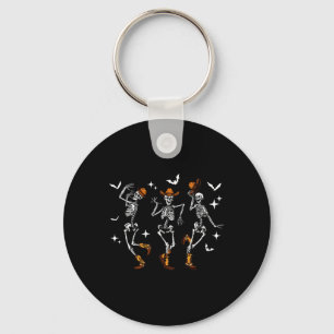 Retro grappig westers dansend skelet Halloween koe Sleutelhanger