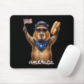 Retro Grappige Amerika Capybara Hotdogliefhebber Muismat (Met muis)