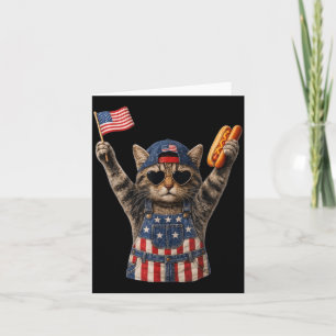 Retro Grappige Amerika Kat Liefhebbers van Hotdogs Kaart