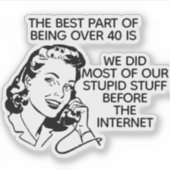 Retro Grappige Boven 40 Sticker (Voorkant)