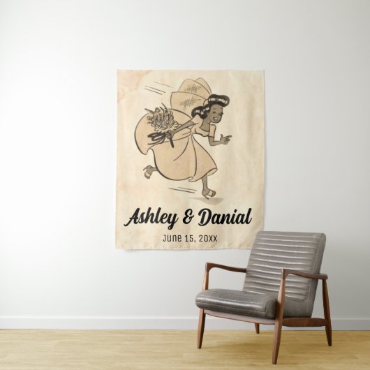  Retro Grappige Bruid 50s Stijl Bruiloft Wandkleed (In situ)