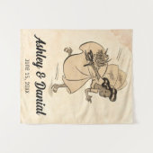 Retro Grappige Bruid 50s Stijl Bruiloft Wandkleed (Voorkant (horizontaal))