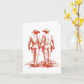 Retro Grappige Cowboy Gay Trans Rights LHBT Pride Kaart (Gele Bloem)