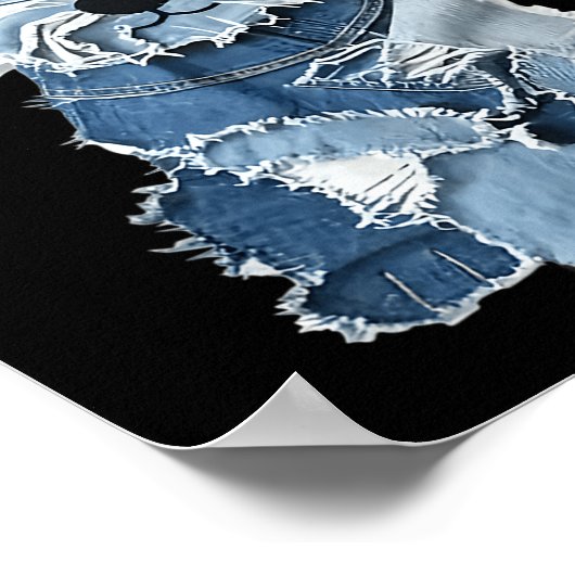 Retro grappige denim patch dier hond print  (Hoek)