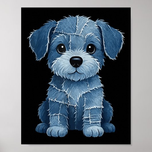 Retro grappige denim patch dier hond print (Voorkant)