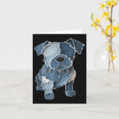 Retro grappige denim patch dier hond print  kaart (Gele Bloem)