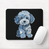 Retro grappige denim patch dier hond print muismat (Met muis)