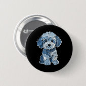 Retro Grappige Denim Patch Dier Hond Print Ronde Button 5,7 Cm (Voorkant /achterkant)