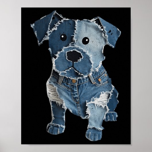 Retro grappige denim patch dier hond print voor ma (Voorkant)