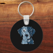 Retro grappige denim patch dier hond  sleutelhanger (Voorkant)