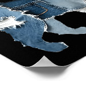 Retro grappige denim patch dier kat poster (Hoek)