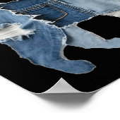 Retro grappige denim patch dier kat print  (Hoek)