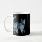 Retro grappige denim patch dier kat print koffiemok (Links)