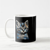 Retro Grappige Denim Patch Dier Kat Print  Koffiemok (Links)