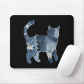 Retro grappige denim patch dier kat print  muismat (Met muis)