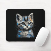 Retro grappige denim patch dier kat print  muismat (Met muis)