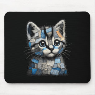 Retro grappige denim patch dier kat print muismat