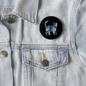 Retro grappige denim patch dier kat print ronde button 5,7 cm (In situ)