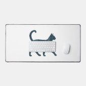 Retro grappige denim patch dier kat T-shirt Bureaumat (Keyboard & Muis)