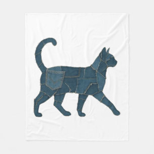 Retro grappige denim patch dier kat T-shirt Fleece Deken