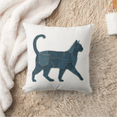 Retro grappige denim patch dier kat T-shirt Kussen (Deken)
