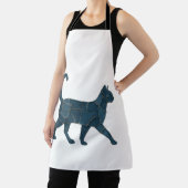 Retro grappige denim patch dier kat T-shirt Schort (Insitu)