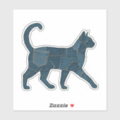 Retro grappige denim patch dier kat T-shirt Sticker (Vel)