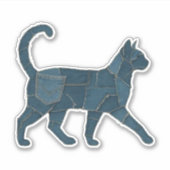 Retro grappige denim patch dier kat T-shirt Sticker (Voorkant)